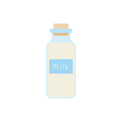 milk in bottle. Elements for design dairy products, logo farm, grocery store, health food, etc. Vector flat design illustration.