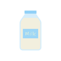 milk in bottle. Elements for design dairy products, logo farm, grocery store, health food, etc. Vector flat design illustration.