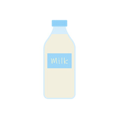 milk in bottle. Elements for design dairy products, logo farm, grocery store, health food, etc. Vector flat design illustration.