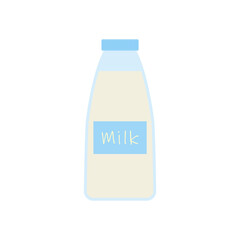 milk in bottle. Elements for design dairy products, logo farm, grocery store, health food, etc. Vector flat design illustration.