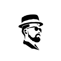 Bearded man design icon and wearing hat