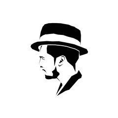 Bearded man design logo and wearing hat