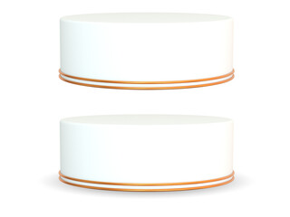 podium blanc et doré, 1 sans ombre et 1 avec ombre - rendu 3D