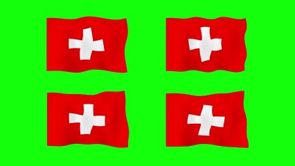Switzerland Waving Flag 2D Animation on Green Screen Background. Looping seamless animation. Motion Graphic - Powered by Adobe