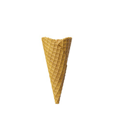 3D rendering Waffle Ice Cream Cone on White Background
