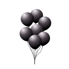 Black balloons isolated on white