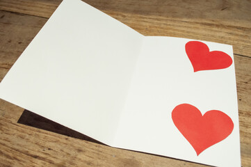 romantic heart shape red plain valentines day card to be handwritten as a gift to show love and...