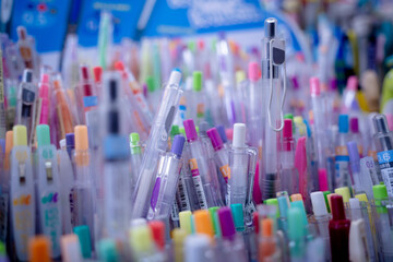 Background of lots assorted colorful marker pen set