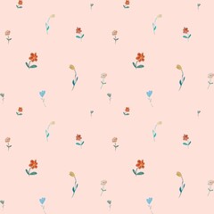 Flowers sketch floral pink pattern a watercolor