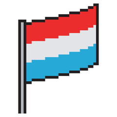 Luxembourg flag pixel art. Vector illustration
