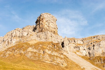 Fototapeta premium Dramatic swiss mountain panorama at the Klausenpass region in Switzerland