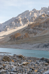 Pretty little lake in the swiss alps at the Klausenpass in Switzerland