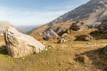 Incredible beautiful mountain panorama view at the Klausenpass in Switzerland