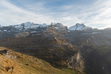 Fototapeta premium View over the majestic swiss alps at the Klausenpass on a sunny day