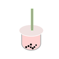 Pink milk tea with delicious pearls.
