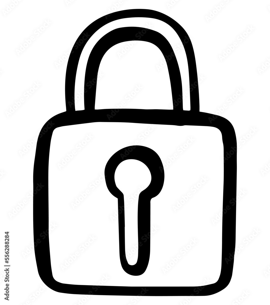 Poster padlock hand drawn icon design vector. security protection system concept.