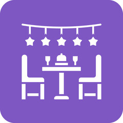 Dinner Multicolor Round Corner Glyph Inverted Icon