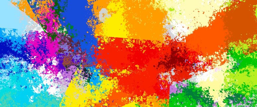 Abstract colorful rough paint banner background template.