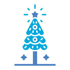 Christmas Tree Glyph Two Color Icon