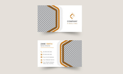 Orange modern creative business card with pattern. Simple clean design. Vector business card design template , corporate style. Double sided business card template. Minimalist Business Card Layout.
