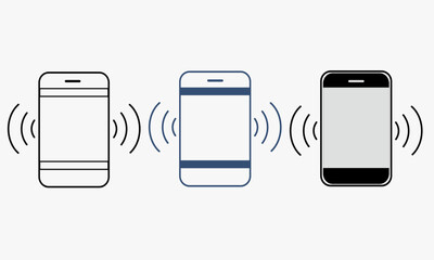 Smartphone with a ringing icon in blue and black color. Mobile phone illustration pictogram.  The blue icon is for the web business technology icons set. 