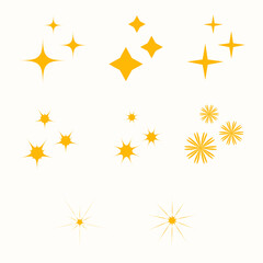 Set of sparkling star icon vector design