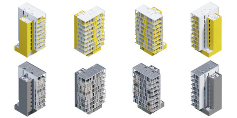 3d rendering building isometric icon