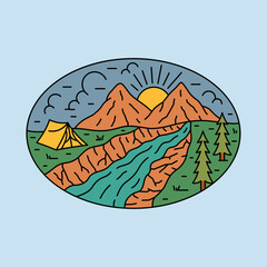 Sunrise and beauty nature graphic illustration vector art t-shirt design