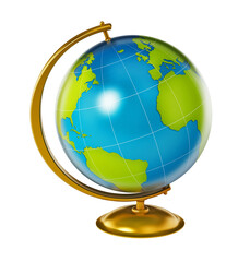 Blue and green globe on transparent background.