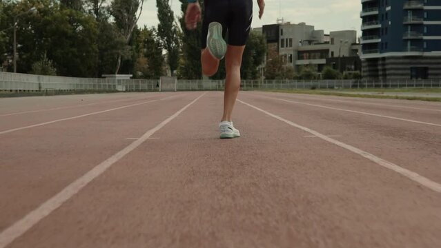 stadium sprint and running .  sprinting  run on stadium