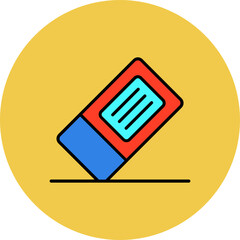 Eraser Multicolor Circle Filled Line Icon