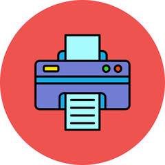 Printer Multicolor Circle Filled Line Icon