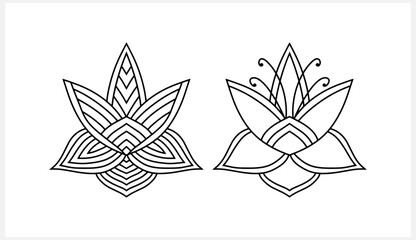 Lotus flower icon isolated. Sketch clipart. Doodle engraving Vector stock illustration. EPS 10