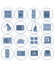 Home gadgets icons provide a quick and intuitive way to navigate. Applicable in advertising and design.