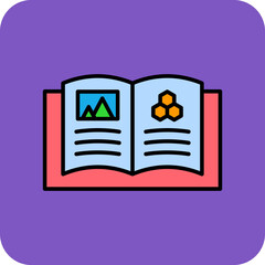 Open Book Multicolor Round Corner Filled Line Icon