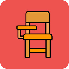 Chair Multicolor Round Corner Filled Line Icon