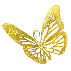 golden butterfly on white background