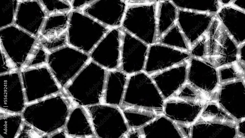 Poster lines of glowing pattern with moving cells. design. changing cell patterns with bright lines on blac