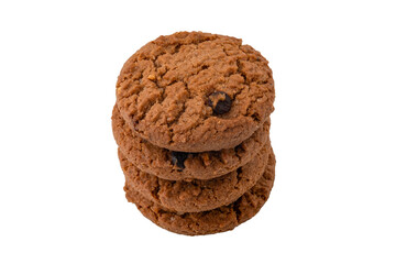 Chocolate chip cookie isolated on white background with clipping path