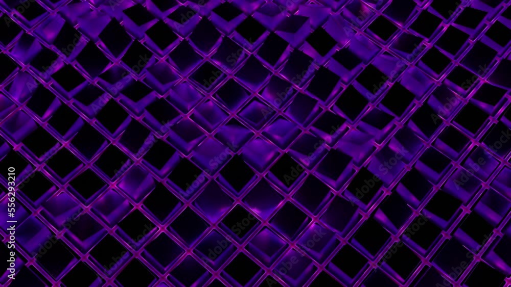 Poster virtual grid with water wave effect. action. square grid moves in waves with water sheen. abstract s