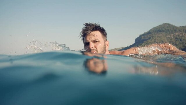 swimming on sea . summer vacation and swims on sea