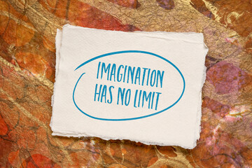 imagination has no limit - inspirational note on an art paper, personal development concept