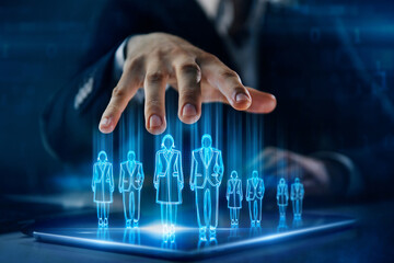 Personnel management concept. Manager selects competent specialists for teamwork