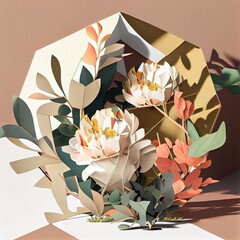 Floral geometric texture low polygon Generative AI