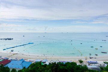Tawaen Beach view point in Koh Larn island, Pattaya, Thailand,Beautiful blue sea sand beach, People...