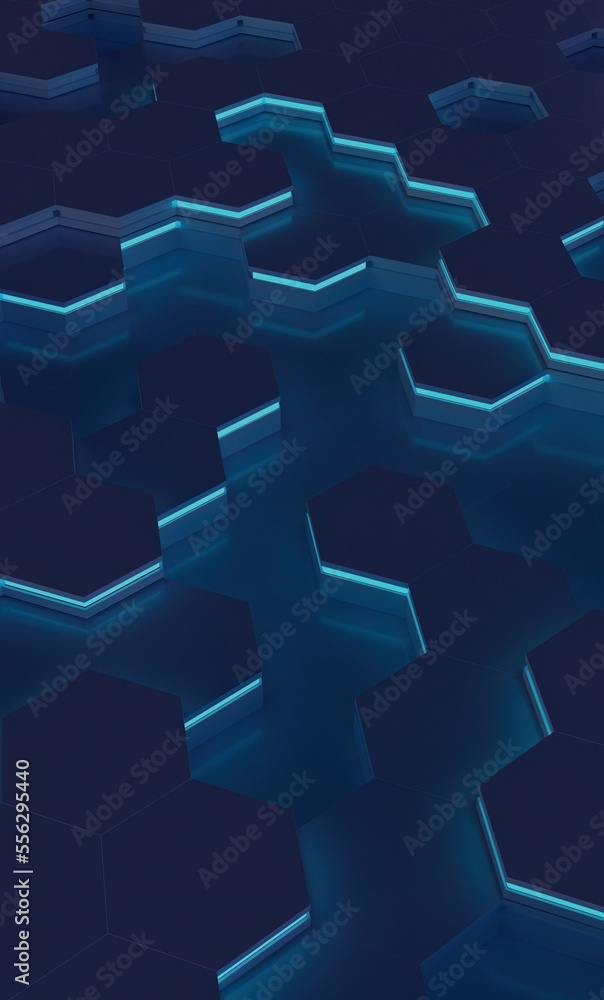 Poster abstract hexagons background pattern. 3d render