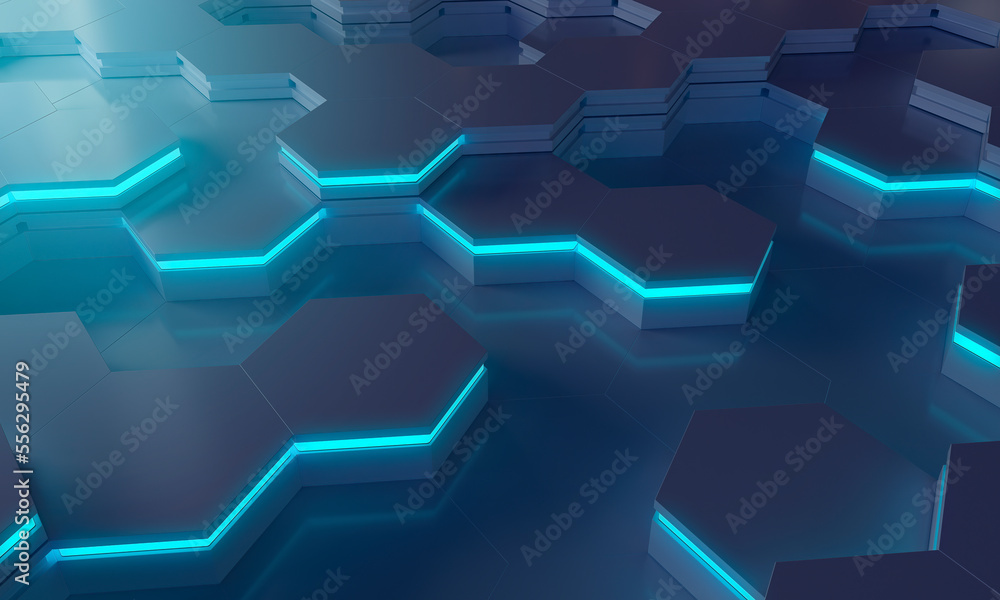 Poster abstract hexagons background pattern. 3d render