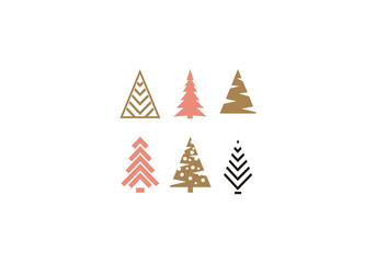 Obraz premium Winter holiday greeting card with decorative geometric Christmas tree. Merry Christmas and Happy New Year. Elegant template for postcards, invitations, banners. Vector illustration
