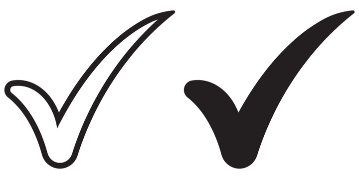 ofvs274 OutlineFilledVectorSign ofvs - check mark vector icon . tick sign . approval symbol . isolated transparent . black outline and filled version . AI 10 / EPS 10 / PNG . g11614