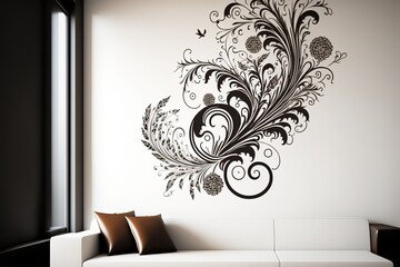 Vector Decorative Wall Stickers, White Background